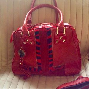 SHARIF red mixed leather shoulder bag